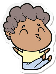 sticker of a cartoon man pouting