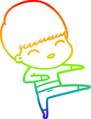 rainbow gradient line drawing happy cartoon boy