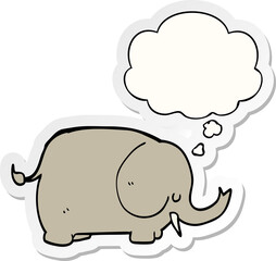 cartoon elephant and thought bubble as a printed sticker