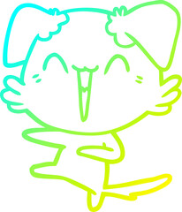cold gradient line drawing happy dancing dog cartoon