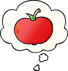 cartoon apple and thought bubble in smooth gradient style