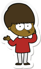 sticker of a curious cartoon boy