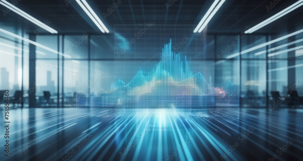 Poster future tech - data visualization in a modern office