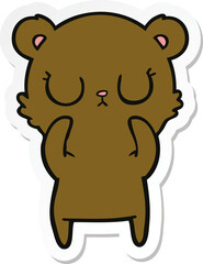 sticker of a peaceful cartoon bear