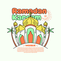 Ramadan graphic mosque hand drawn vector illustration, perfect for wall and element design