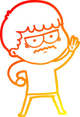 warm gradient line drawing cartoon annoyed man