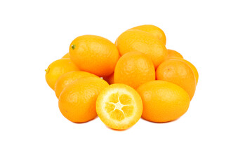 Pile of fresh fruit kumquat isolate