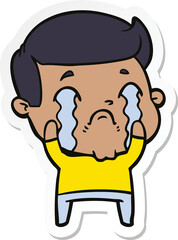 sticker of a cartoon man crying