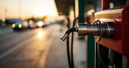  Sunset at the gas pump - A symbol of the day's end and the journey ahead