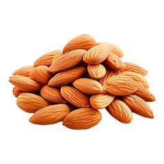 A pile of almonds. Isolated on transparent background, PNG