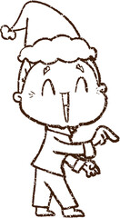 Festive Person Charcoal Drawing