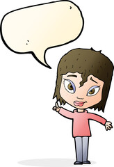 cartoon woman with idea with speech bubble