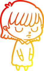 warm gradient line drawing cartoon woman