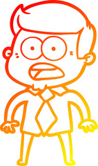 warm gradient line drawing cartoon shocked man