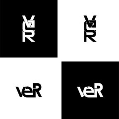 ver lettering initial monogram logo design set