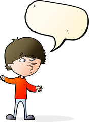 cartoon curious man with speech bubble