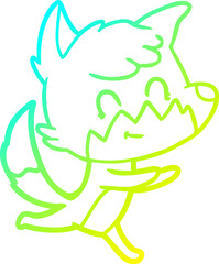 cold gradient line drawing cartoon friendly fox