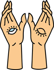traditional tattoo of mystic hands