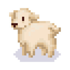 Vector Cute Pixel Art Character Cartoon Sheep Illustration Isolated