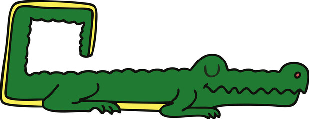 quirky hand drawn cartoon crocodile © lineartestpilot