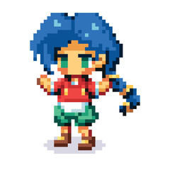 Vector Cute Pixel Art Cartoon Character Girl illustration Isolated