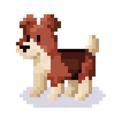 Vector Cute Pixel Art Character Cartoon Beagle Dog Illustration Isolated