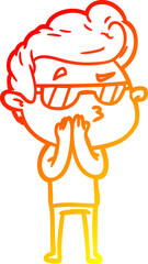 warm gradient line drawing cartoon cool guy