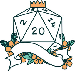 natural twenty D20 dice roll illustration