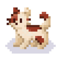 Vector Cute Pixel Art Character Cartoon Cat Illustration Isolated
