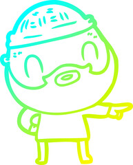 cold gradient line drawing cartoon bearded man