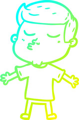cold gradient line drawing cartoon model guy pouting