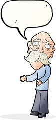 cartoon lonely old man with speech bubble