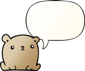 cute cartoon bear and speech bubble in smooth gradient style