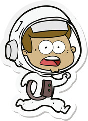 sticker of a cartoon surprised astronaut