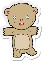 sticker of a cartoon shocked teddy bear
