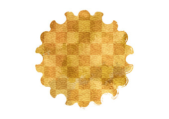 市松模様と青海波のある金色の雪輪の和風背景