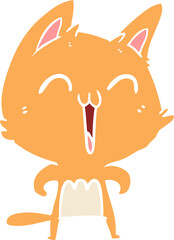 happy flat color style cartoon cat