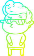 cold gradient line drawing cartoon cool guy