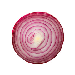 A close up of a red onion Isolated on transparent background, PNG