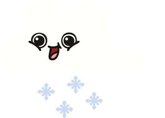 flat color retro cartoon snow cloud