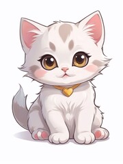 Fototapeta premium Sticker of a cute kawaii cartoon kitten character. Stickers of cute cartoon animal cat characters. Cute cat sticker art