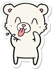 Obraz na płótnie Canvas sticker of a rude cartoon polar bear sticking out tongue