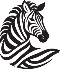 zebra head, vector minimalist logo style graphic, black and white vector