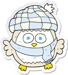 sticker of a cartoon cute little owl