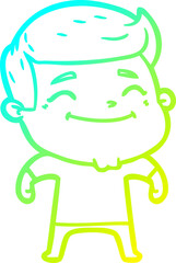 cold gradient line drawing happy cartoon man