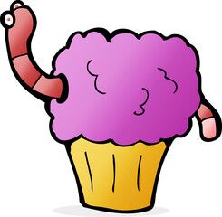 cartoon worm in cupcake