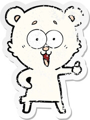 Obraz premium distressed sticker of a laughing teddy bear cartoon