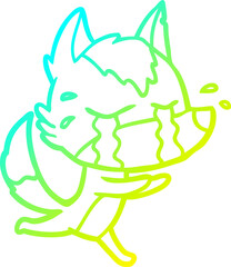 cold gradient line drawing cartoon crying wolf