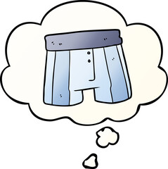 cartoon boxer shorts and thought bubble in smooth gradient style