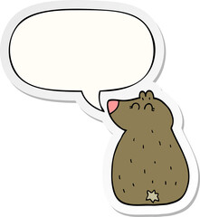 cute cartoon bear and speech bubble sticker